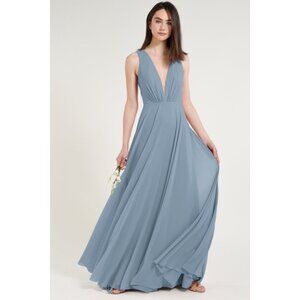 Jenny Yoo Ryan Floor Length Chiffon Bridesmaid Dress. Blue Bell. Size 8
